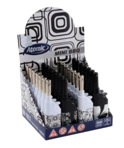 Atomic Mini Stabfeuerzeug BBQ Black and White nachfüllbar (28 x 1 Stk.)