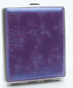 Zigarettenetui Blumendesign in matter Violett-Optik