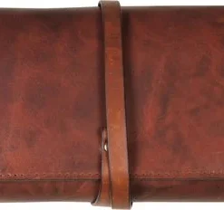 Pfeifen-Rollbeutel Passatore Leder antik braun für 2 Pfeifen