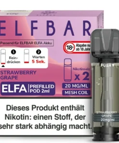 Elfbar Elfa Pod Strawberry Grape 20mg Nikotin 2ml (2 Stück)