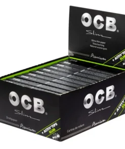 OCB Schwarz Premium Long Slim Papier + 8 Activ Tips 7mm (20 x 32 Stück)