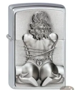 ZIPPO chrom gebürstet Bondage Girl Emblem 2002549