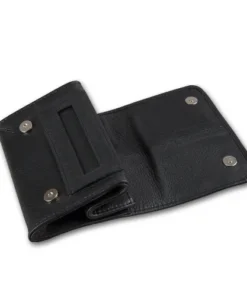 Feinschnitt-Stellbeutel Led Nappa schwarz Kautschukfutter 11,5 x 8 cm