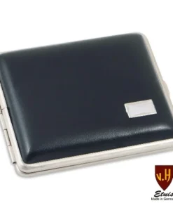 Zigarettenetui Leder VH 18er King Size schwarz mit Gummizug mit Gravur