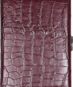 PEARL Zigarettenetui Leder braun Kroko””