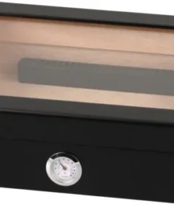 Humidor schwarz matt Glasdeckel für ca. 20 Zigarren