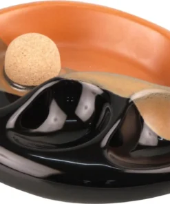 Pfeifenascher Keramik schwarz/braun oval