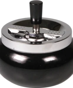 Drehascher bauchig chrom/schwarz 13cm