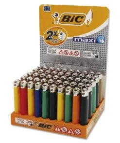 Einwegfeuerzeug Stein BIC Maxi neutral farbl. sortiert Steller 50 St.