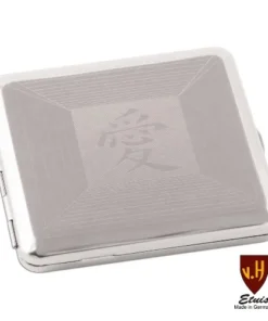 Zigarettenetui Metall VH 18er Nickel/poliert China Emblem mit Gummizug