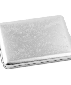 Zigarettenetui Metall 18er 100 mm Nickel chrom poliert Streifen Grav G