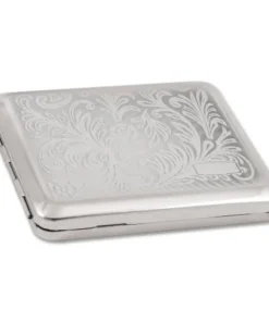 Zigarettenetui Metall 18er Nickel Dekor mit Gummizug und Gravurfeld