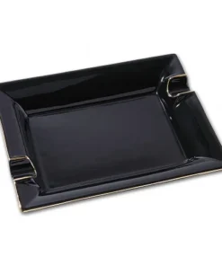 Cigarrenascher Porzellan schwarz/Goldrand 21 x 17 cm