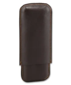 Cigarrenetui 2er Leder dunkelbraun Robusto 17 x 7.5 cm