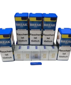 5x Break Blue Dose 85g + 1000 Euro Shag (200) Hülsen + Feuerzeug