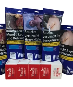 5x Winston Volumen Tobacco Blue Zip Bag-XXL + 1000 Stück Winston Hülsen