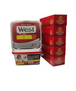 2x West Red Volumen Tabak 160g & 1000 Marschall Hülsen