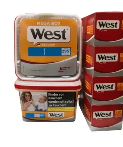 2 x West Yellow Tabak Eimer + 1000 West Red Extra Special Hülsen