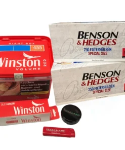 1x Winston Giant Box + Duo-Stopfer + 2x Benson Extra Hülsen + Ascher + Feuerzeug