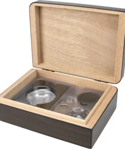 Humidor-Set Walnut Finish Pianolack für ca. 25 Zigarren