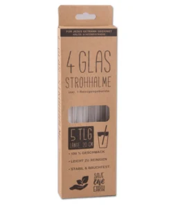 Trinkhalme Glas 20cm 4 Stück mit Reinigungsbürste