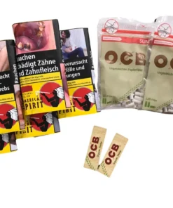 5x Pouches AMERICAN SPIRIT Yellow + 240 OCB Organic Slim Filter + 100 OCB Organic Hemp Papier