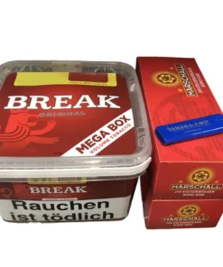 BREAK Original Volumentabak Mega Box 125g + 400 Marschall Hülsen + Feuerzeug