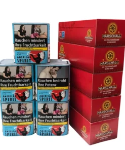 5x AMERICAN SPIRIT Blau 80g Dose + 1.000 Marschall Zigarettenhülsen