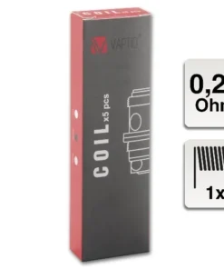 E-Clearomizercoil VAPTIO P1 Mini 0,25 Ohm 5 Stück