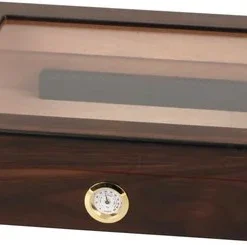 Humidor Walnut Finish Glasdeckel für ca. 20 Zigarren