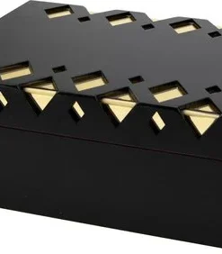 Humidor schwarz matt mit Dekor gold