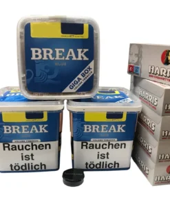 3x BREAK Blue 185g Eimer + 1000 Harris rot Hülsen + Aschenbecher