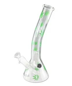Bong Glas BLACK LEAF Beaker gebogen29,5cm Ø105/38mm Schliff18,8/14,5mm