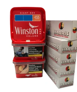3x Winston Giant Box Eimer + 1000 Harris rot Zigarettenhülsen
