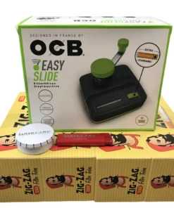 Zigaretten-Stopfer OCB Easy Slide (BIG) Table Injector +1000 Stück Zig-Zag Hülsen + Tabakascher + Feuerzeug