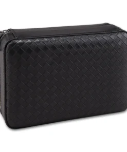 Reise-Humidor Leder schwarz 20×13,5×7,5 cm für 4 Zigarren Klimasystem