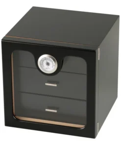 Humidor Schrank mit 3 Schubfächern schwarz 24,5x24x24 cm
