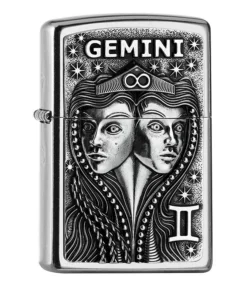 ZIPPO Street chrom Gemini Emblem Tierkreiszeichen 2006503
