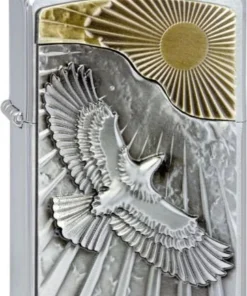 Zippo chrom gebürstet Plakette Eagle Sun Fly