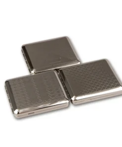 Zigarettenetui Metall 18er CHAMP chrom Muster sort KS Gummizug