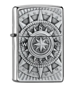 ZIPPO chrom gebürstet Compass Emblem 2005350