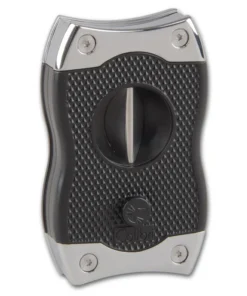Cigarrenabschneider COLIBRI Flach/Kerbschnitt schwarz-chrom 23/27mm
