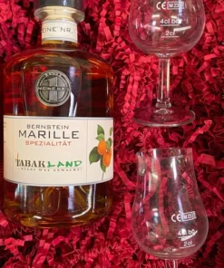 Geschenkset: Tabakland Marilllenlikör 35% vol., 0,5l + 2 Gläser