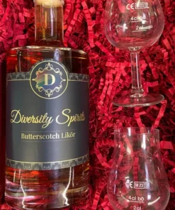 Likör DIVERSITY SPIRITS Butterscotch 20% Vol. + 2 Gläser Geschenkset
