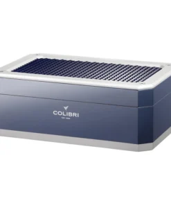 Humidor COLIBRI „Rally“ blau/silber H15,5 x B40 x T26cm 100-125 Cigarren