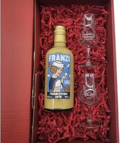 Franzi | Franzbrötchen Likör | 500 ml | 15% Vol. | Samtig weicher Sahnelikör | Geschmack von Zimt & karamellisiertem Zucker | mit 2 hochwertigen Gläsern