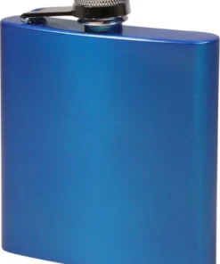 Flachmann Edelstahl blau metallic glänzend 6oz/180ml+ Wunschgravur