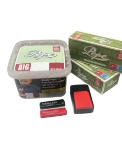 PEPE Bright Green Volumen 170g Eimer + 400 Pepe Hülsen + Etui inkl. 2 x Feuerzeug