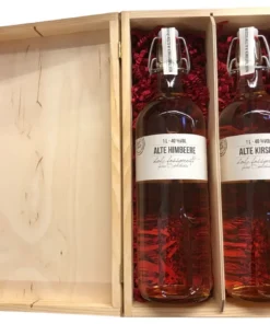 Premium Kombi-Geschenkset – Birkenhof Alte Himbeere 40% Vol. + Birkenhof Alte Kirsche 40% Vol. in hochwertiger Holzbox