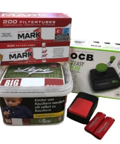 PEPE Rich Green 170g Eimer + 400 Mark1 Hülsen + OCB Easy Slide Big + Etui inkl. 2 Feuerzeuge